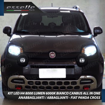 Kit Full LED H4 8000 Lumen 6000K Bianco per FIAT PANDA MK3 CROSS