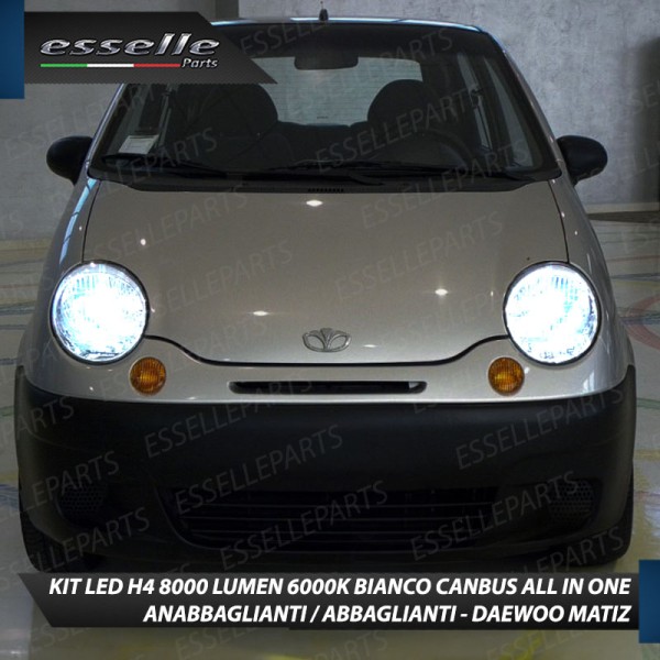 Kit Full LED H4 8000 Lumen 6000K Bianco per DAEWOO MATIZ