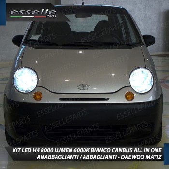 Kit Full LED H4 8000 Lumen 6000K Bianco per DAEWOO MATIZ