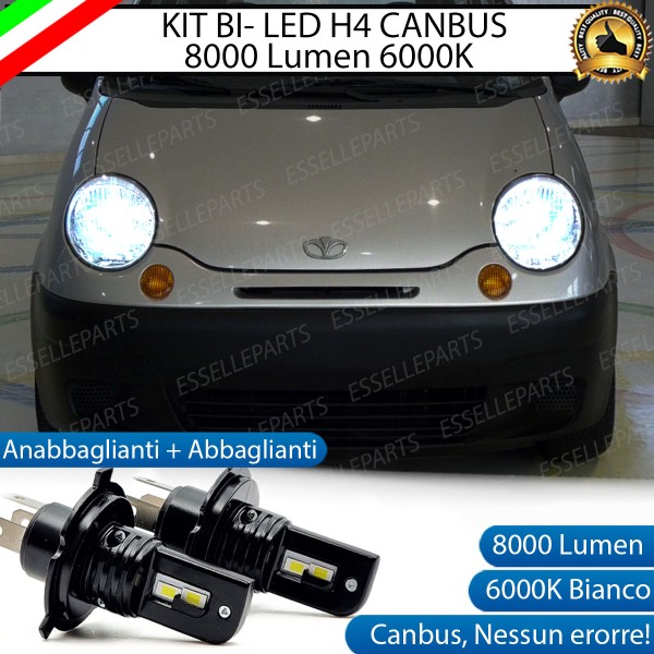 Kit Full LED H4 8000 Lumen 6000K Bianco per DAEWOO MATIZ