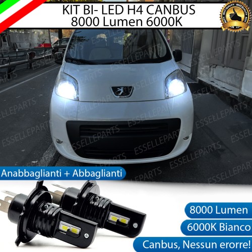Kit Full LED H4 8000 Lumen 6000K Bianco per PEUGEOT BIPPER