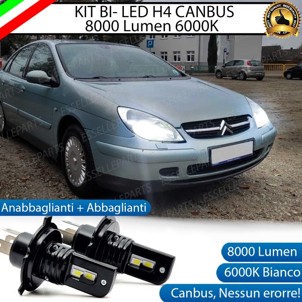 Kit Full LED H4 8000 Lumen 6000K Bianco per Citroen C5 Mk1