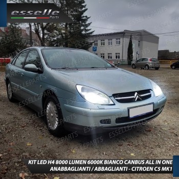 Kit Full LED H4 8000 Lumen 6000K Bianco per Citroen C5 Mk1