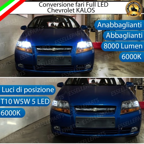 Conversione Fari Full LED 8000 Lumen 6000K Bianco Chevrolet Kalos