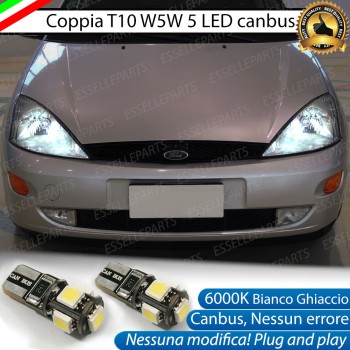 Coppia luci di posizione T10 W5W 5 LED canbus 6000K Ford Focus MK1 Fino al 09-2001