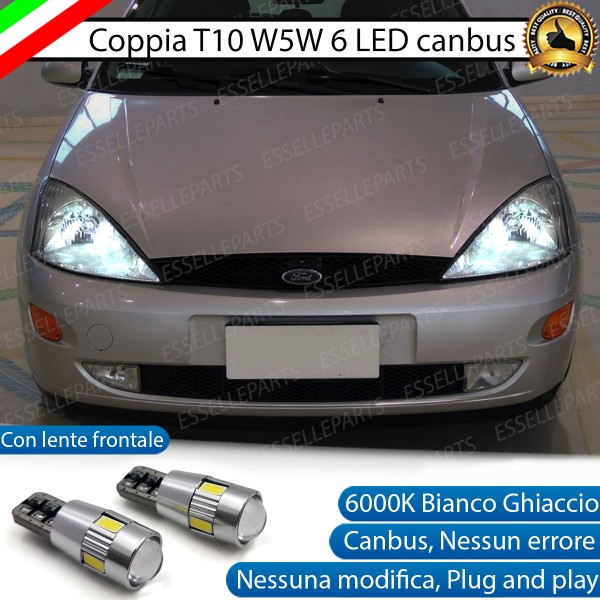 Coppia luci di posizione T10 W5W 6 LED canbus 6000K Ford Focus MK1 Fino al 09/2001