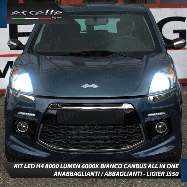 Kit Full LED H4 8000 Lumen 6000K Bianco per LIGIER JS50 PRE-RESTYLING