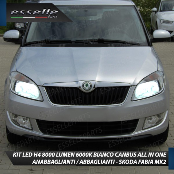 Kit Full LED H4 Per Skoda Fabia 2 fino al 2010 8000 Lumen Luce Bianca