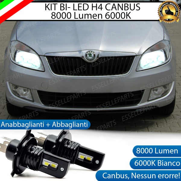 Kit Full LED H4 Per Skoda Fabia 2 fino al 2010 8000 Lumen Luce Bianca