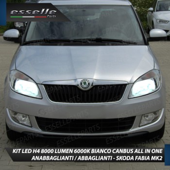 Kit Full LED H4 Per Skoda Fabia 2 dal 2011 8000 Lumen Luce Bianca