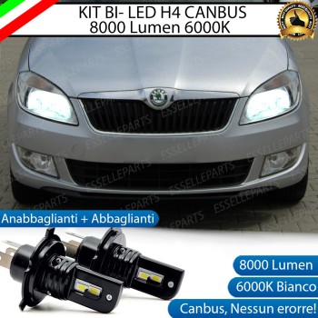 Kit Full LED H4 Per Skoda Fabia 2 dal 2011 8000 Lumen Luce Bianca