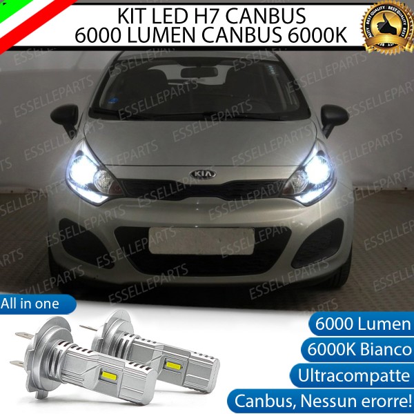 Kit Full LED H7 6000 Lumen 6000K Anabbaglianti per Kia Rio 3 con fari a parabola