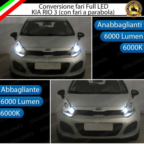 Conversione Fari Full LED 6000K bianco KIA RIO 3 con fari a parabola