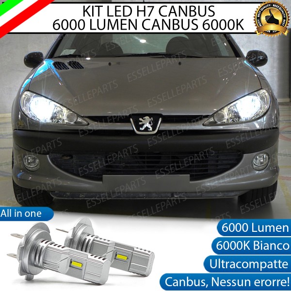 Kit Full LED H7 Lampade Compatte 6000 Lumen Anabbaglianti Per PEUGEOT 206