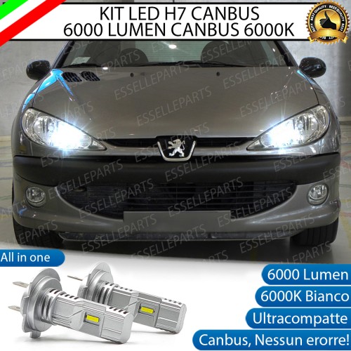 Kit Full LED coppia H7 6000 LUMEN Abbaglianti Specifici per PEUGEOT 206 FINO AL 09/2006