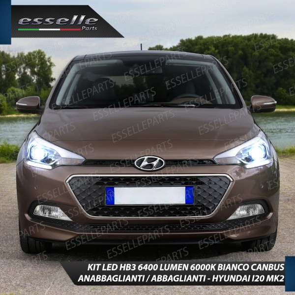 Kit Full LED HB3 6400 Lumen 6000K bianco HYUNDAI I20 MK2 con Fari Lenticolari