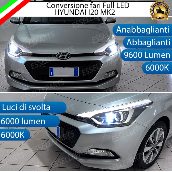 Conversione Fari Full LED 6000K Bianco HYUNDAI I20 MK2 con Fari Lenticolari