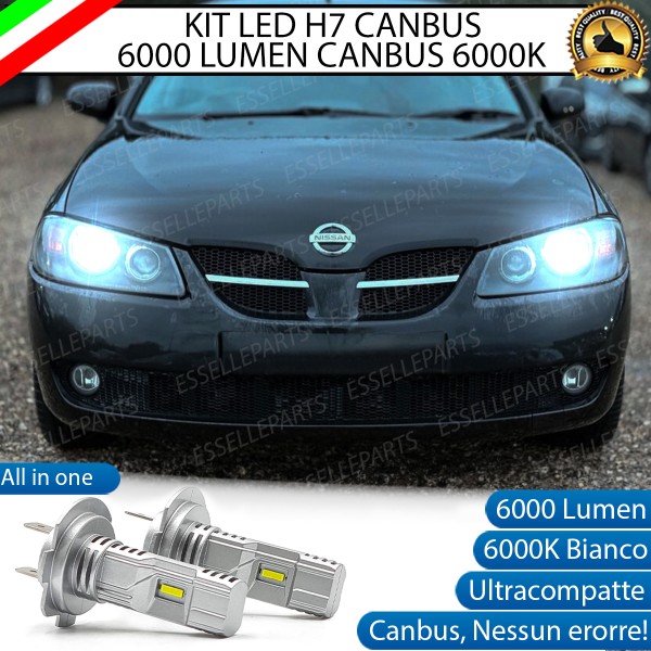 Kit Full LED coppia H7 6000 LUMEN Abbaglianti Specifici per NISSAN ALMERA MK2 DAL 08-2002