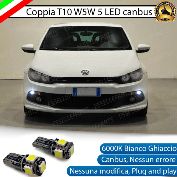 Coppia luci di posizione T10 W5W 5 LED canbus 6000K Volkswagen Scirocco Pre-Restyling