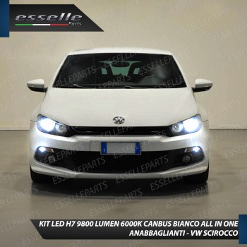 Kit Full LED H7 9800 Lumen 6000K bianco Anabbaglianti VW Scirocco pre-restyling