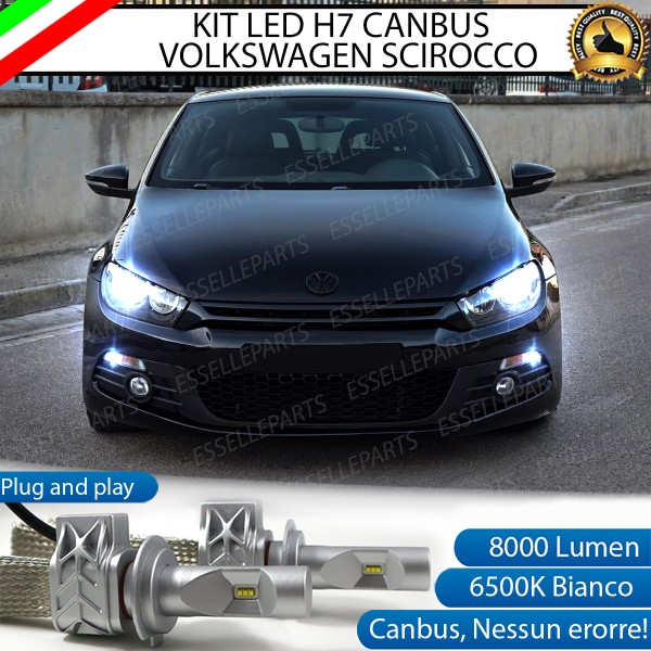 Kit Full LED H7 8000 Lumen 6000K bianco Anabbaglianti VW Scirocco pre-restyling