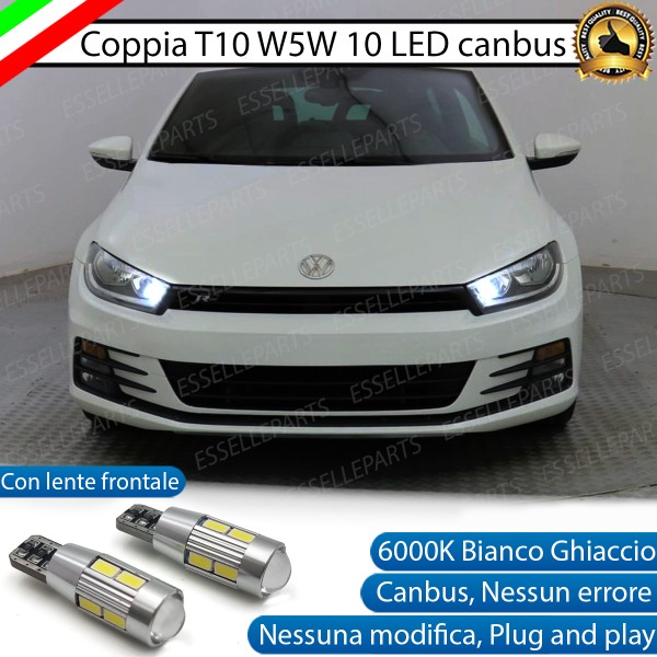 Coppia luci posizione T10 W5W 10 LED canbus 6000K per VW Scirocco Restyling