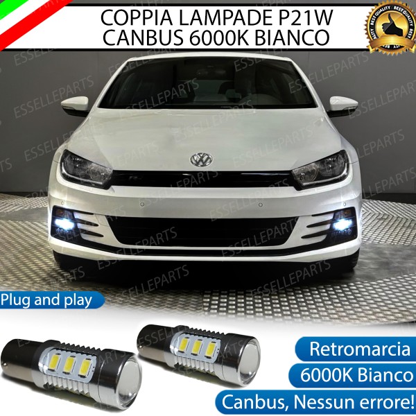 Coppia LED Luci Diurne DRL Da 15 LED Canbus 6000K con lente VW Scirocco Restyling