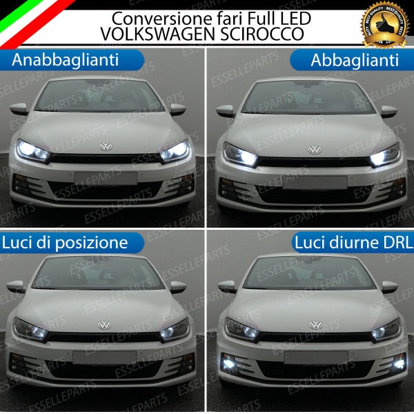 Conversione Fari Full LED + Luci diurne DRL 6000K bianco VW Scirocco Restyling