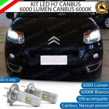 Kit Full LED Coppia H7 Ultra Compatta 6000 Lumen Anabbaglianti Per CITROEN C3 PICASSO