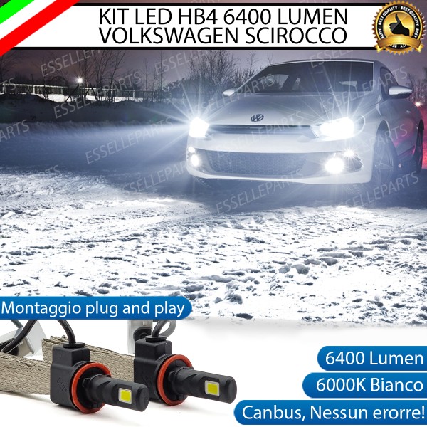 Kit Full LED Hb4 6400 Lumen 6000K bianco Fendinebbia VW Scirocco Pre-Restyling