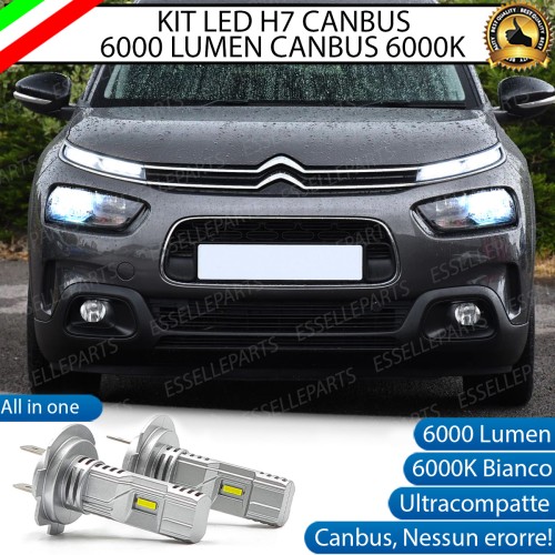 Kit Full LED Coppia H7 Ultra Compatta 6000 Lumen Anabbaglianti Per CITROEN C4 CACTUS RESTYLING
