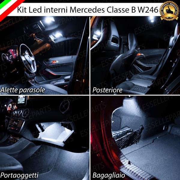 Kit led interni specifico per Mercedes CLASSE B W246 alette parasole portaoggetti plafoniera posteriore bagagliaio