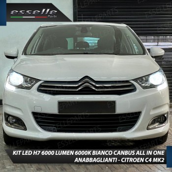 Kit Full LED Coppia H7 Ultra Compatta 6000 Lumen Anabbaglianti Per CITROEN C4 MK2 RESTYLING
