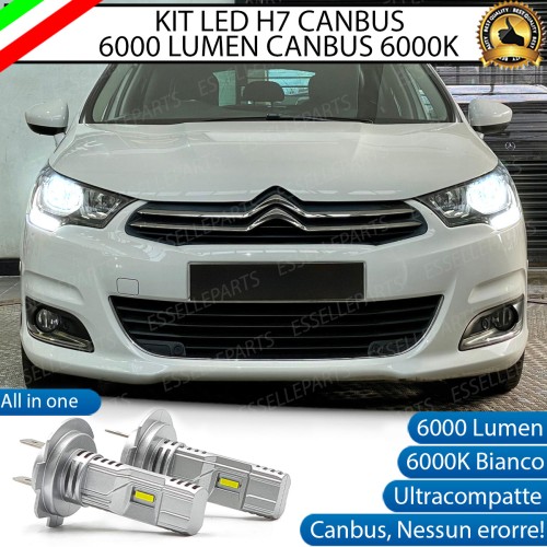 Kit Full LED Coppia H7 Ultra Compatta 6000 Lumen Anabbaglianti Per CITROEN C4 MK2 RESTYLING