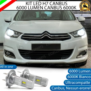 Kit Full LED Coppia H7 Ultra Compatta 6000 Lumen Anabbaglianti Per CITROEN C4 MK2 RESTYLING