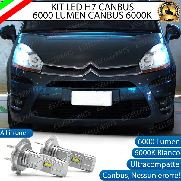 Kit Full LED Coppia H7 Ultra Compatta 6000 Lumen Anabbaglianti Per CITROEN C4 PICASSO