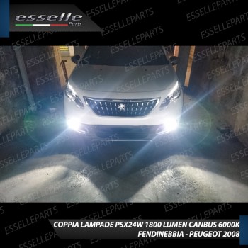 Led Canbus PSX24W Luce Bianca No Error fendinebbia PEUGEOT 2008