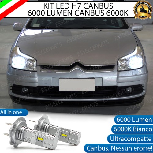 Kit Full LED Coppia H7 Ultra Compatta 6000 Lumen Anabbaglianti Per CITROEN C5 MK1 RESTYLING
