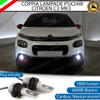 Led Canbus PSX24W Luce Bianca No Error fendinebbia CITROEN C3 III