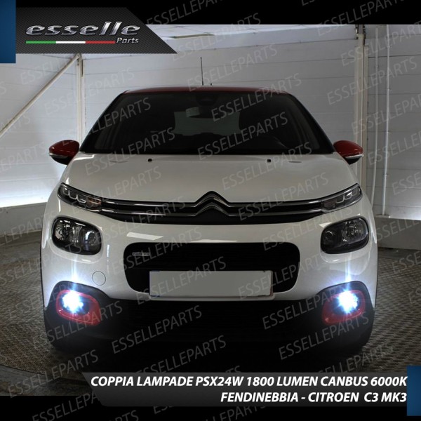 Led Canbus PSX24W Luce Bianca No Error fendinebbia CITROEN C3 III