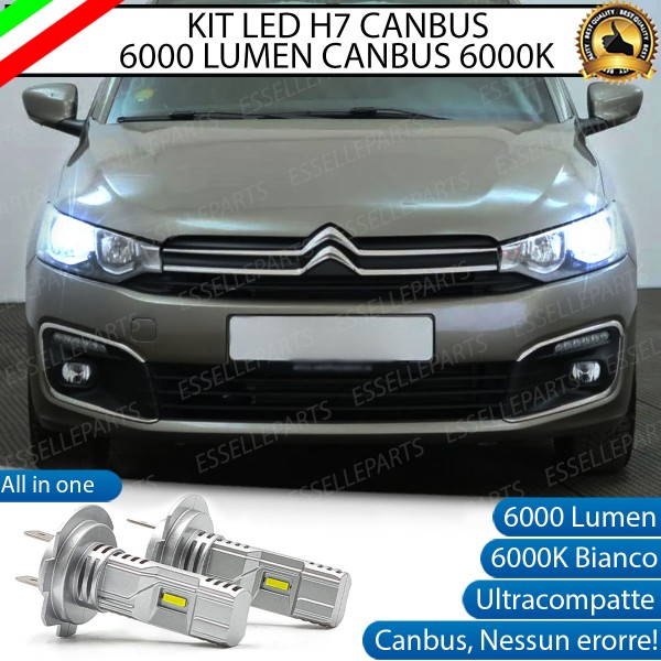 Kit Full LED Coppia H7 Ultra Compatta 6000 Lumen Anabbaglianti Per CITROEN C-ELYSEE RESTYLING