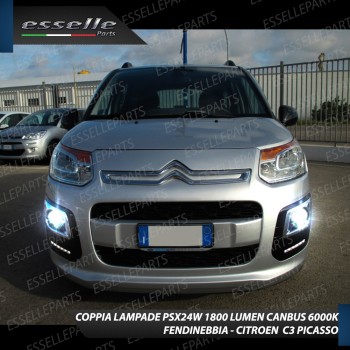 Led Canbus PSX24W Luce Bianca No Error fendinebbia CITROEN C3 PICASSO