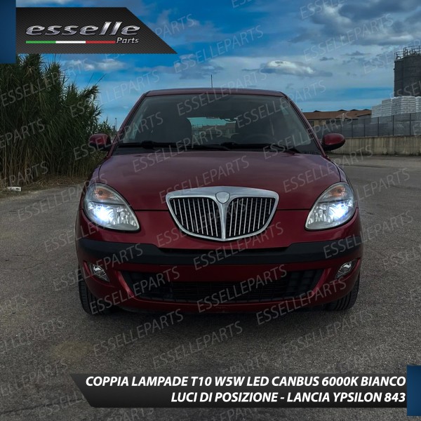 Coppia Lampade T10 W5W 5 LED Canbus 6000K bianco Lancia Ypsilon