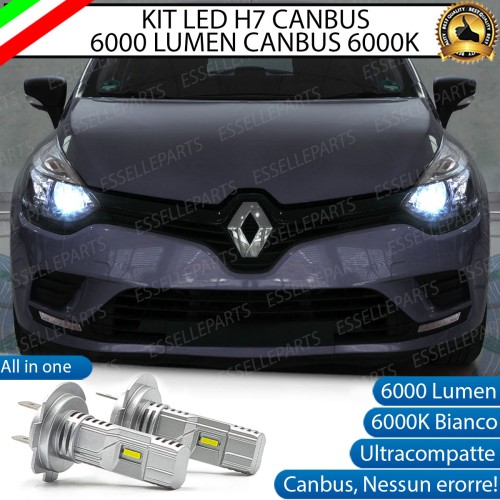 Kit Full LED Coppia H7 Ultra Compatta 6000 Lumen Anabbaglianti Per RENAULT CLIO MK4 RESTYLING