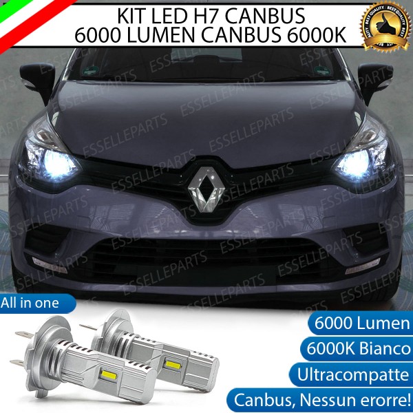 Kit Full LED Coppia H7 Ultra Compatta 6000 Lumen Anabbaglianti Per RENAULT CLIO MK4 RESTYLING