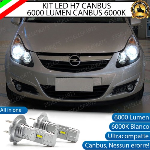 Kit Full LED Coppia H7 Ultra Compatta 6000 Lumen Anabbaglianti Per OPEL CORSA D