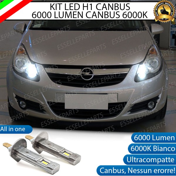Kit Full LED coppia H1 - ULTRA COMPATTA - 6000 LUMEN abbaglianti per OPEL CORSA D
