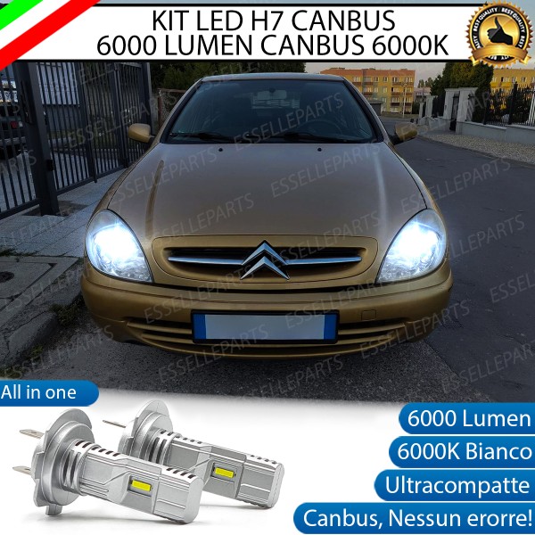 Kit Full LED Coppia H7 Ultra Compatta 6000 Lumen Anabbaglianti Per Citroen Xsara