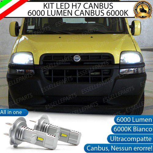 Kit Full LED Coppia H7 Ultra Compatta 6000 Lumen Anabbaglianti Per FIAT DOBLO MK1