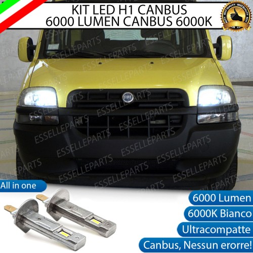 Kit Full LED Coppia H1 Ultra Compatta 6000 Lumen Abbaglianti Per FIAT DOBLO MK1